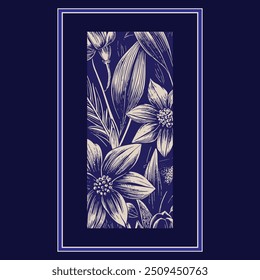 Elegante flor e plantas ilustrações com tema roxo
