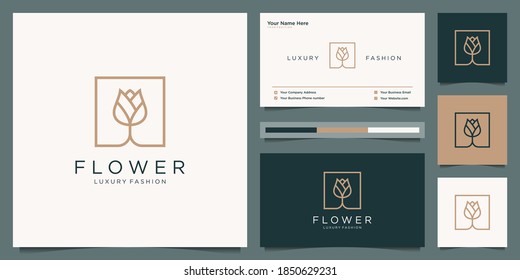 Elegant flower rose beauty, yoga and spa. logo design and business card