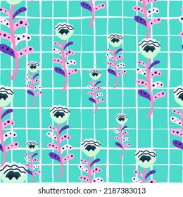 Elegant flower seamless pattern. Decoration botanical floral wallpaper. Abstract plants endless ornament. Simple design for fabric, textile print, wrapping paper, cover. Vector illustration
