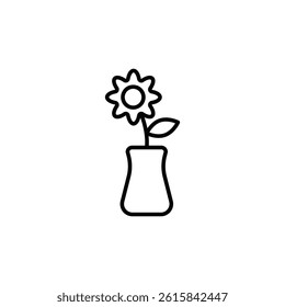 Elegant flower in vase line art illustration for modern designs concept