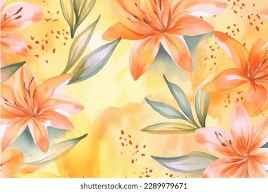 elegante vector de fondo de arte de acuarela de flor. Diseño de papel tapiz con pincel floral, diseño de hojas y flores para cubierta, arte de pared, invitación, tela, afiche, impresión de lienzo.