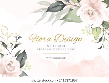 Elegant flower watercolor background card. Wedding invitation flora. 