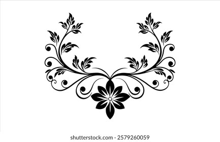 Elegant Flower Wreath A Classic Monochromatic Design Element