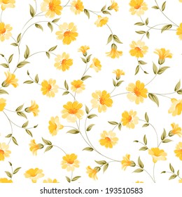 Elegant flowers fabric, seampless pattern. Vector illustration.