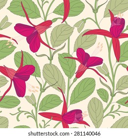 elegant flowers on a yellow background in seamless pattern