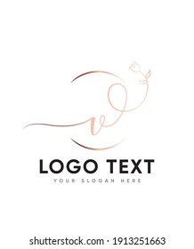 Eine elegante und fließende handgeschriebene Briefvorlage vom Typ V Logo, Vektorlogo für die Unternehmens- und Unternehmensidentität