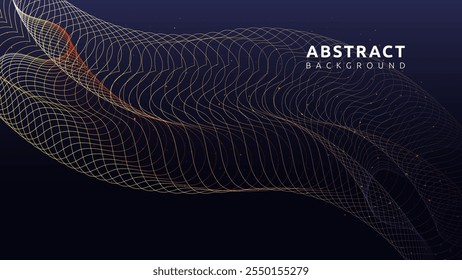Elegant flowing lines create waves against a dark backdrop. Suitable for graphic design, backgrounds, patterns, and abstract concepts.