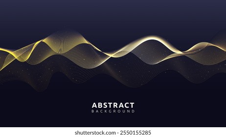 Elegant flowing lines create waves against a dark backdrop. Suitable for graphic design, backgrounds, patterns, and abstract concepts.