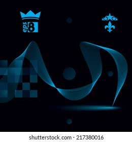 Elegant flowing lines vector background, royal design, eps8. Dark refined abstract textile backdrop.