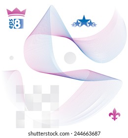 Elegant flowing lines vector background, royal design, eps8. Romantic pink refined abstract textile backdrop.