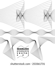 Elegant flowing lines vector background, royal design elements, eps8. Romantic refined abstract textile continuous backdrop. Eps8 curves set.