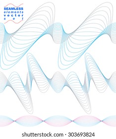 Elegant flowing lines vector background, royal design elements, eps8. Romantic refined abstract textile continuous backdrop. Eps8 curves set.