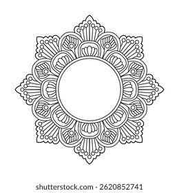 Elegante Fluxo Pétalas Mandala para colorir Página do Livro