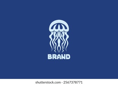 An elegant and fluid black-and-white logo of a jellyfish, symbolizing grace and movement, perfect for aquatic-themed branding