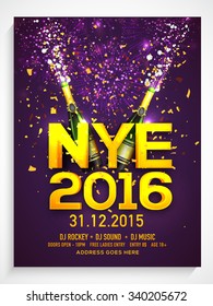 Elegant Flyer, Banner Or Pamphlet With Champagne Bottles For Happy New Year's Eve Party Celebration.