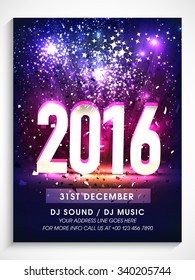 Elegant Flyer, Banner or Pamphlet for Happy New Year's 2016 Eve Party celebration.