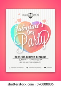 Elegant Flyer, Banner or Pamphlet for Happy Valentine's Day Party celebration.