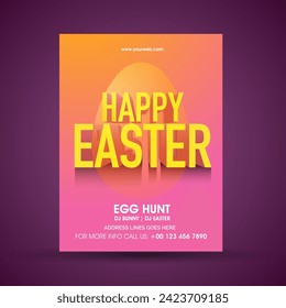 Elegant Flyer or Invitation Card Design with 3D Text Happy Easter for Egg Hunt Party Celebration Concept.