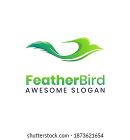 Elegant flying bird feather logo template
