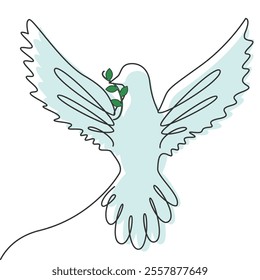 Elegant flying dove in line art style Vector