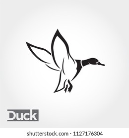 elegant Flying duck, goose, swan logo art