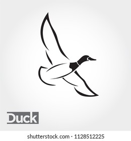 elegant Flying duck, goose, swan logo art