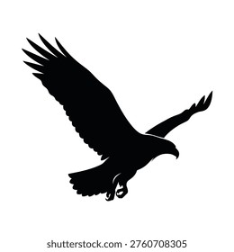 Elegant flying eagle silhouette with wide wings(2)