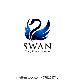 elegant Flying swan bird logo