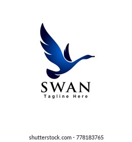 elegant Flying swan bird logo