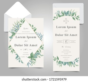 Elegant foliage frame wedding invitation card set