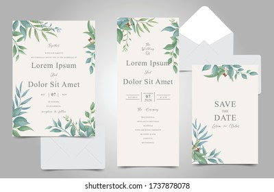 Elegant foliage leaves Frame Wedding Invitation Cards template