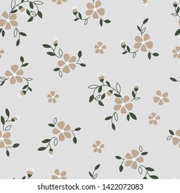 Elegant Folk flowers seamless vector repeating background colorful. Small florals pattern. Dirndl, Trachtenstoff, Tracht  - Great for Textiles, Banners, Wallpapers, Surface Design