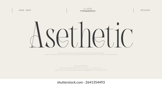 Elegant Font, aesthetic, Uppercase Lowercase and Number. wedding font, Classic Lettering Minimal Fashion Designs. Typography modern serif fonts regular decorative vintage concept. vector illustration

