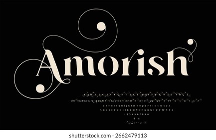 Elegant Font, aesthetic, Uppercase Lowercase and Number. wedding font, Classic Lettering Minimal Fashion Designs. Typography modern serif fonts regular decorative vintage concept. vector illustration