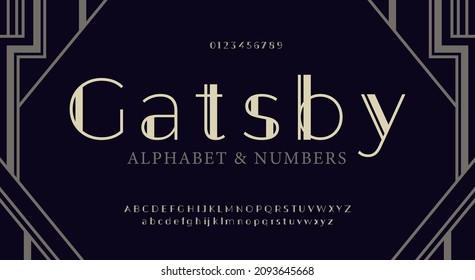 Elegante Schrift und Alphabet im Art-Deco-Stil. Gatsby-Schrift und Alphabet, Zusammengefasste Buchstaben.