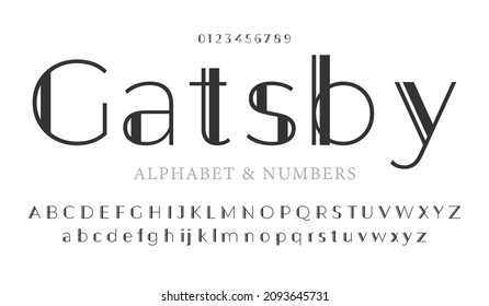 Elegant Font And Alphabet In Art Deco Style. Gatsby Font And Alphabet, Condensed Letters Set.