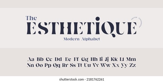 Elegant font and alphabet letters. Classic lettering Minimalist fashion design. Gentle typography of modern serif fonts. Vector illustration.