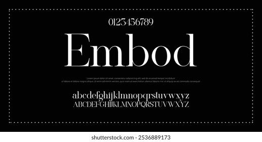 Logotipo elegante del alfabeto de fuente. Tipografía Moda de belleza letras clásicas de lujo serif Fuentes decorativas de la boda vintage logotipos retro. Ilustración vectorial