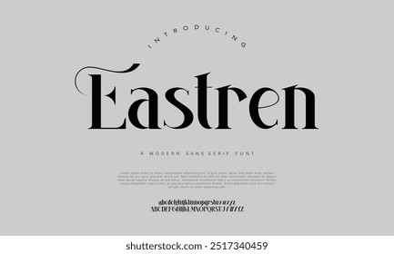 Letra elegante alfabeto maiúsculo minúsculo e número. Clássico lettering mínimos designs de moda. Tipografia moderna serif fontes decorativo regular vintage conceito. Ilustração vetorial
