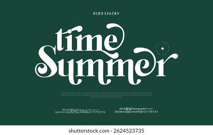 Elegant font alphabet uppercase lowercase and number. Classic lettering minimal fashion designs. Typography modern serif fonts regular decorative vintage concept. Vector illustration

