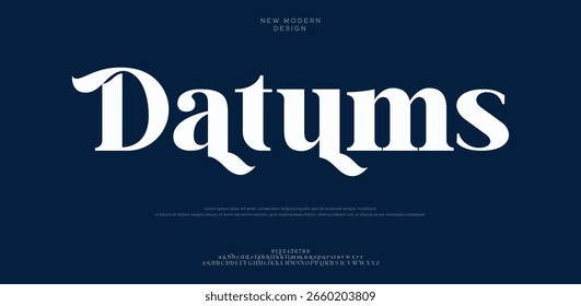 Elegant Font, Datums , Uppercase Lowercase and Number. wedding font, Classic Lettering Minimal Fashion Designs. Typography modern serif fonts regular decorative vintage concept. vector illustration