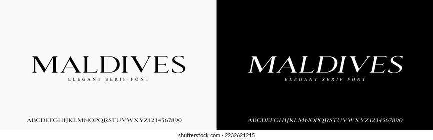 Elegant Font. Exclusive Font. Uppercase and Number. Lettering Fashion Designs. Typography serif fonts for design vector illustration