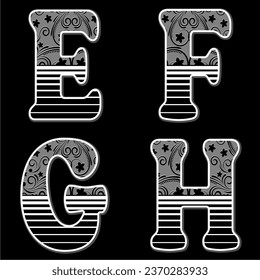 elegant font with floral decoration. alphabet design elements.