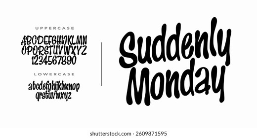 Elegant Font. Groovy Font. Creative Hand Drawn Uppercase,Lowercase and Number. Street Art Classic Lettering Fashion Designs Typography modern serif decorative vintage concept vector illustration