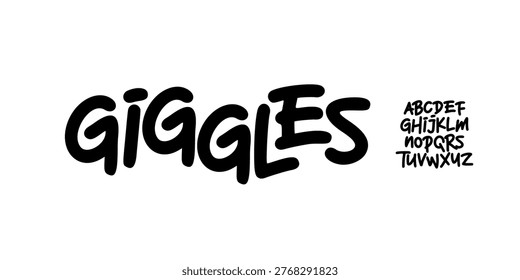 Elegant Font. Hand Drawn Rough Font Uppercase Only. Groovy Monoline Typography. Classic Lettering Street Art. Decorative serif modern fashion vector illustration.