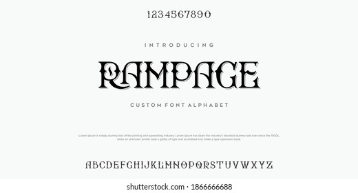 Elegant font letter alphabet set. Classic black lettering Typographic Font. uppercase with numbers. vector illustration