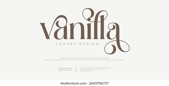 Elegant Font, luxury, wedding, modern, beauty font. Classic Lettering Minimal Fashion Designs. Typography modern serif fonts regular decorative vintage concept. vector illustration 