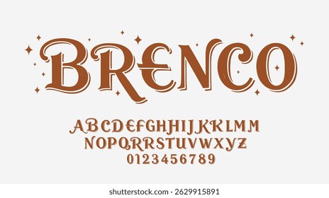Fonte e número elegantes. Clássico Lettering minimal Fashion Designs. Tipografia modernas fontes serif conceito vintage decorativo regular. ilustração vetorial