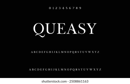Fonte e numeração elegantes para letras do alfabeto. Ilustração vetorial de casamento encantador clássico escrevendo fontes serif decorado vintage tema retro.