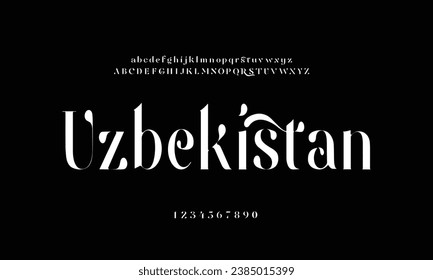 Elegant font set. Modern alphabet letters serif Lettering Typography Fonts uppercase and number. vector illustration